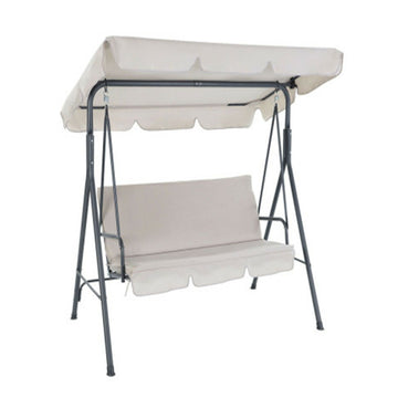 Gardeon Outdoor Swing Chair Garden Chair Bench Furniture Canopy 3 Seater Beige
